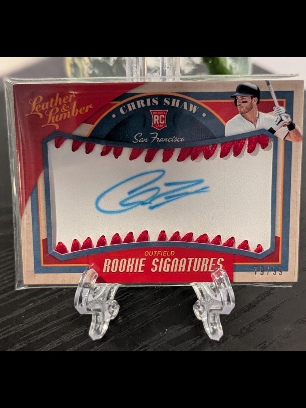 Chris Shaw Rookie Signatures Auto /99 Leather & Lumber RC Auto 79/99 Giants